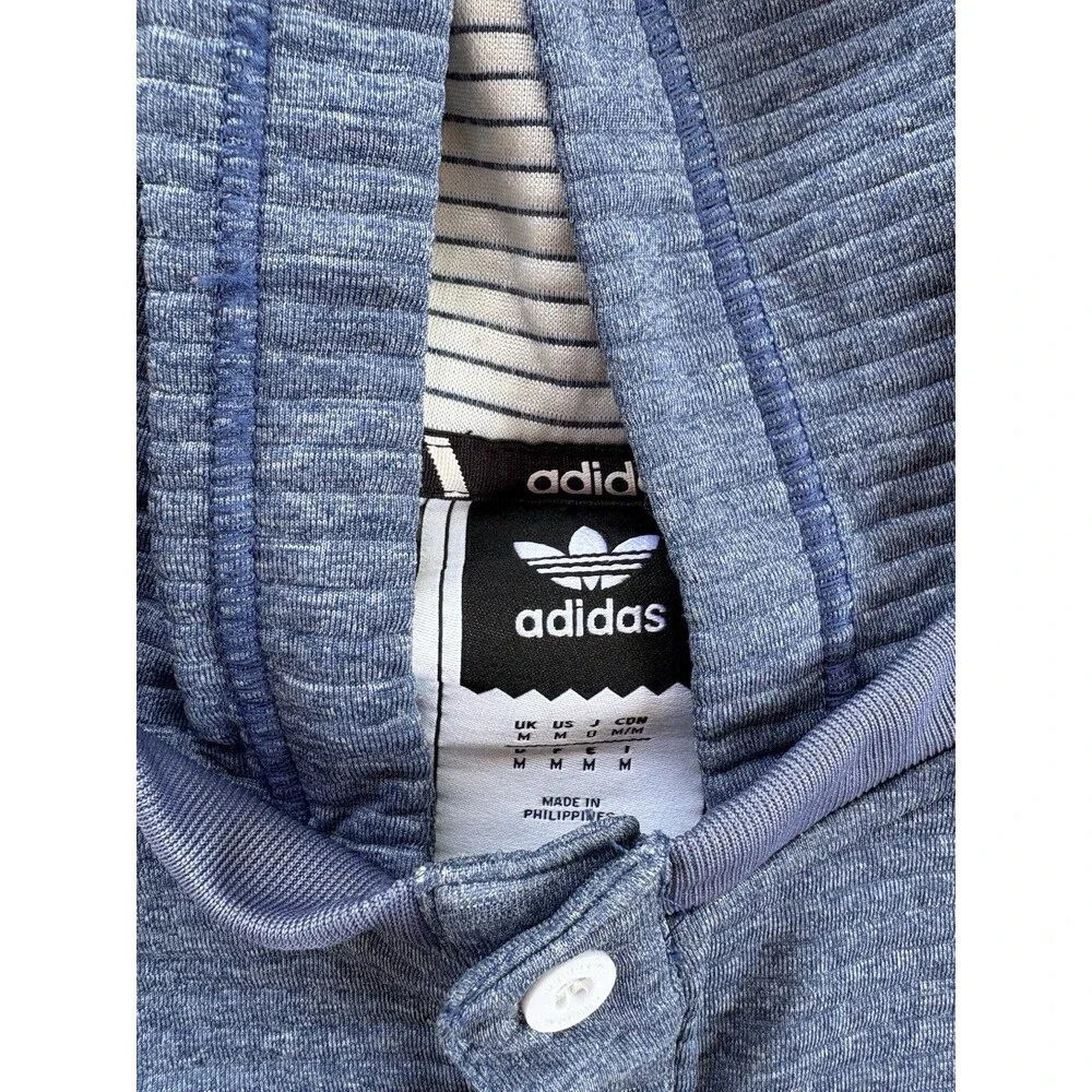 Adidas Originals Hooded Sweatshirt Top large 1/4 button neck‎ ribbed material M